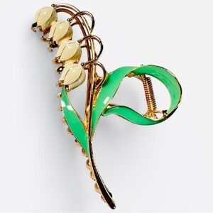 Lilly of the Valley Metal Hair Clip Cream New